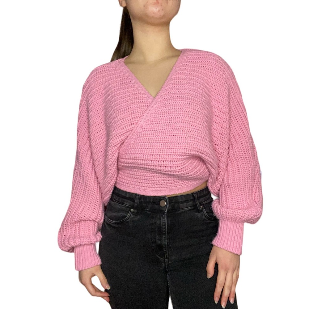 Zara Pink Wrap Sweater Size S